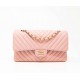 CHANEL PINK CHEVRON Classic Flap Handbag 