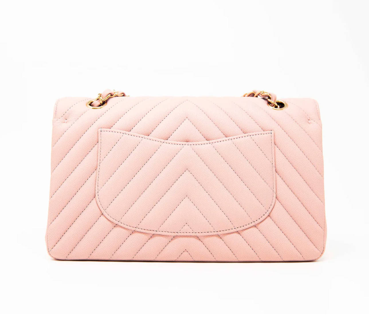 CHANEL PINK CHEVRON Classic Flap Handbag 