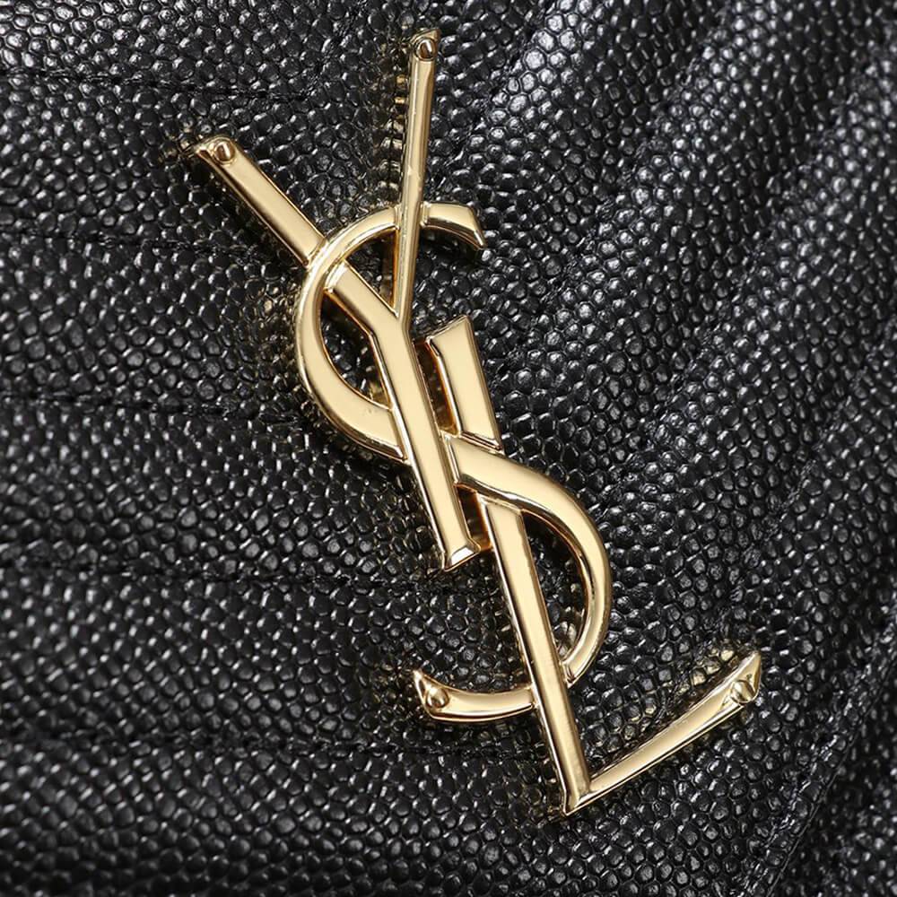 Saint Laurent Chain-strap YSL-plaque grained-leather wallet 