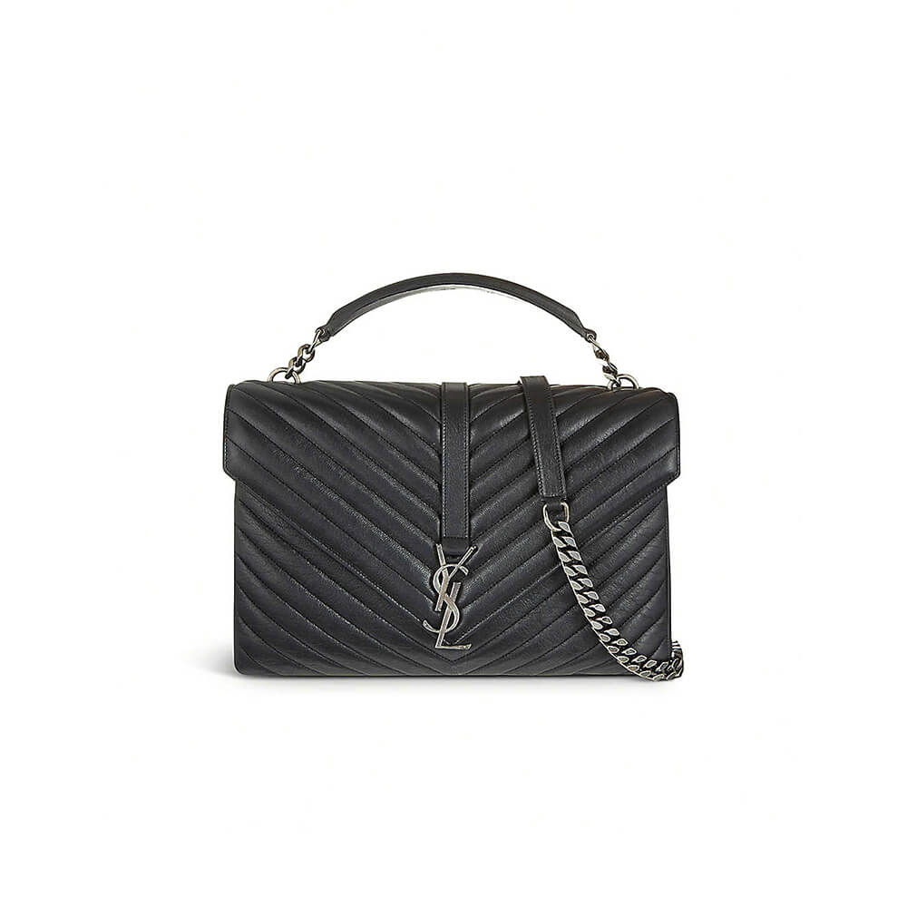 Saint Laurent College quilted-leather satchel bag 