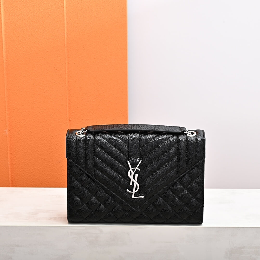 YSL ENVELOPE MEDIUM IN QUILTED GRAIN DE POUDRE EMBOSSED LEATHER 600185