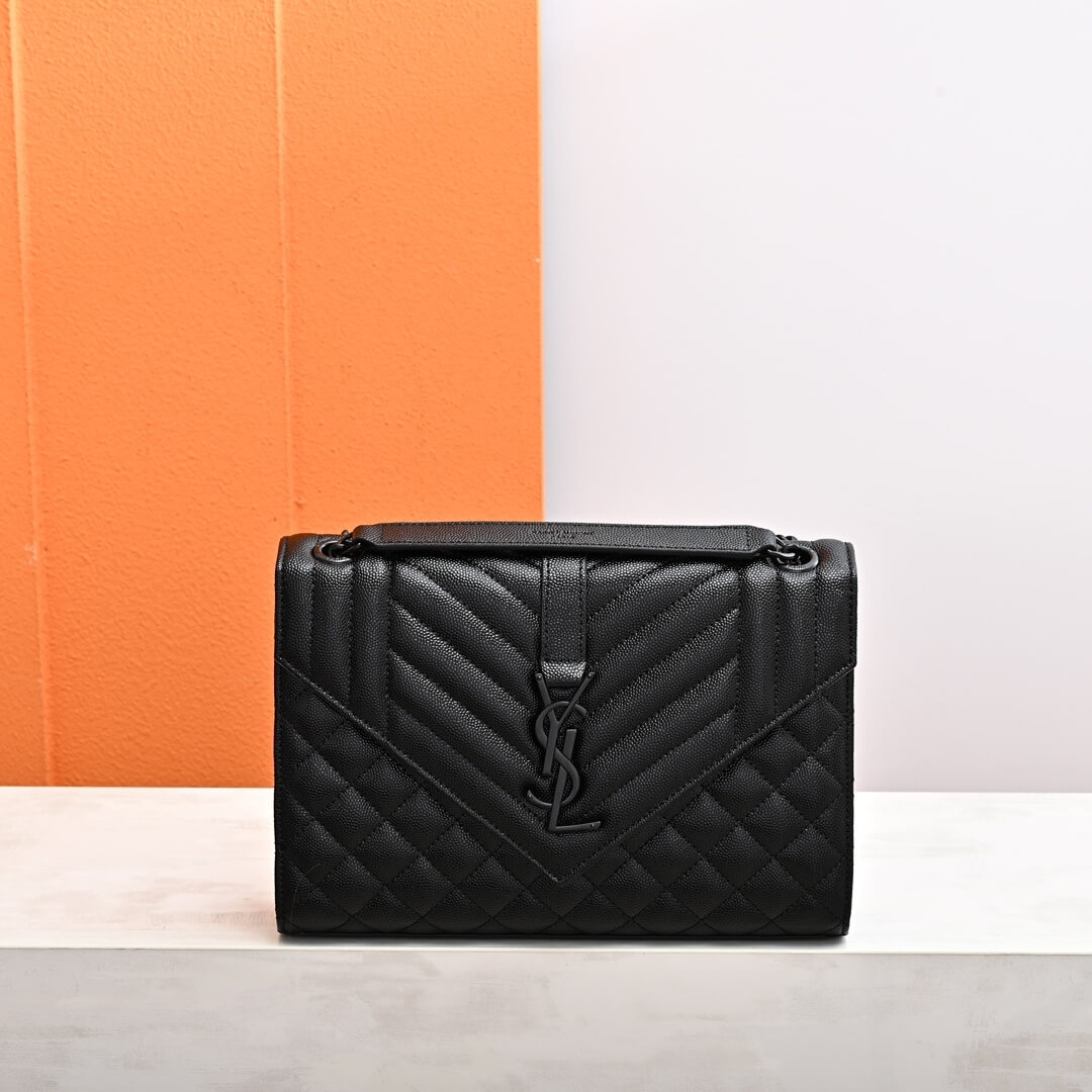 YSL ENVELOPE MEDIUM IN QUILTED GRAIN DE POUDRE EMBOSSED LEATHER 600185