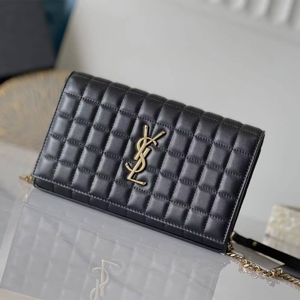 YSL LAMBSKIN CASSANDRE CHAIN WALLET 743346