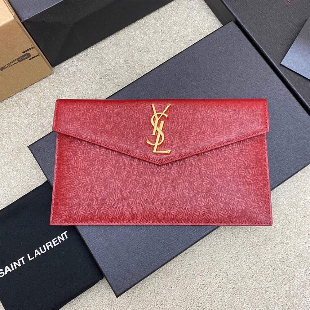 YSL UPTOWN POUCH IN GRAIN DE POUDRE EMBOSSED LEATHER 5657391GF0J6008